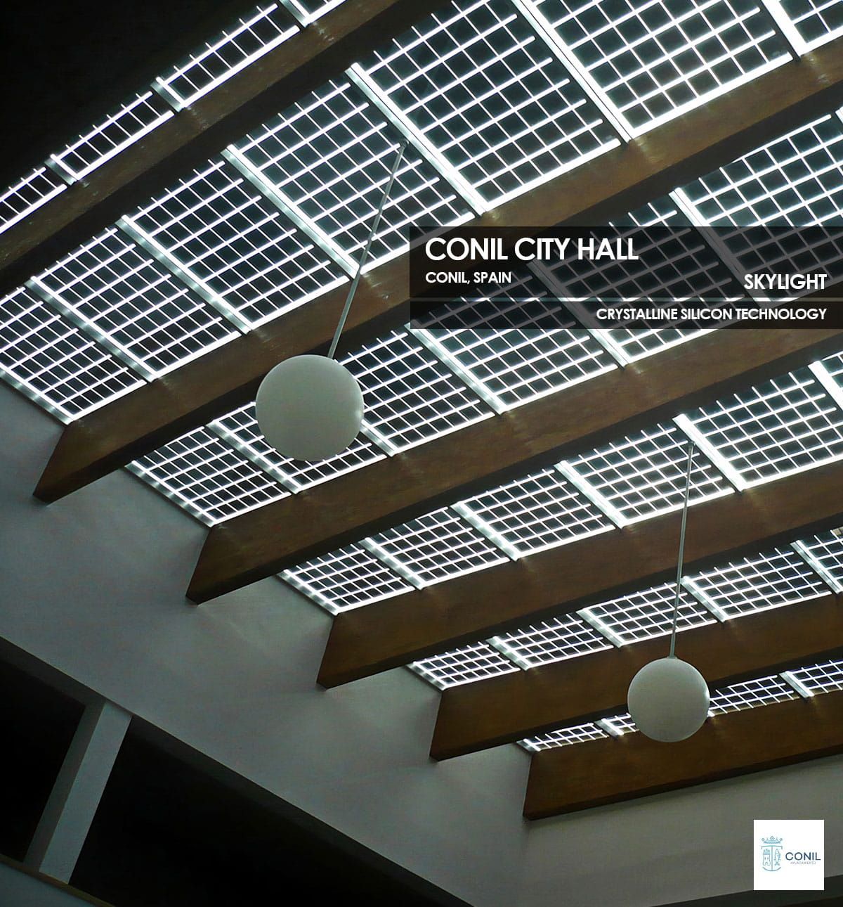 Conil City Hall Skylight incorporating Crystalline Silicon Photovoltaic Technology Glass by Onyx Solar