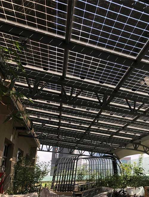 Microsoft canopy featuring crystalline silicon photovoltaic technology by Onyx Solar