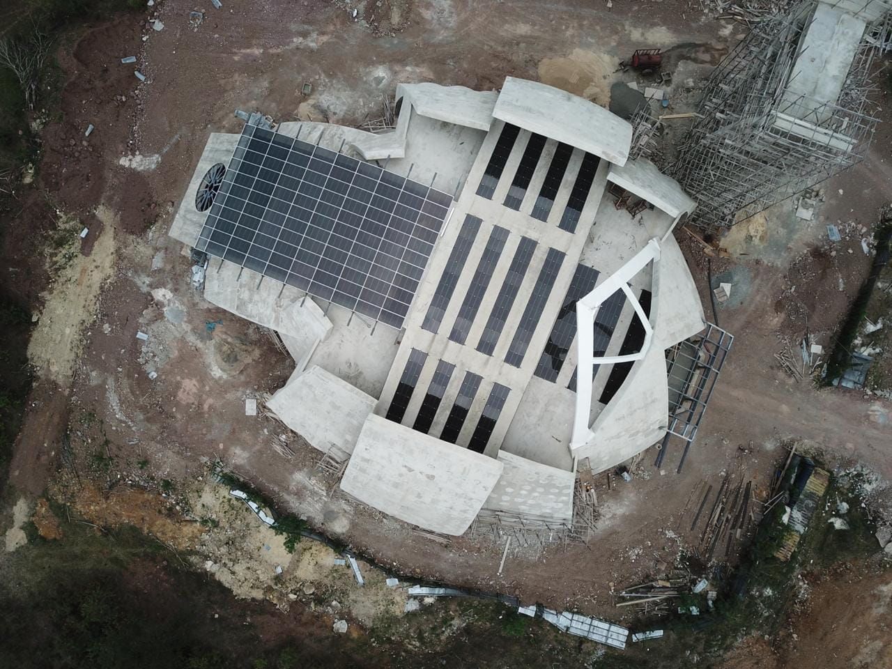 Interior view of Bayaguana Basilica skylight incorporating Amorphous Silicon Photovoltaic Technology Glass by Onyx Solar 