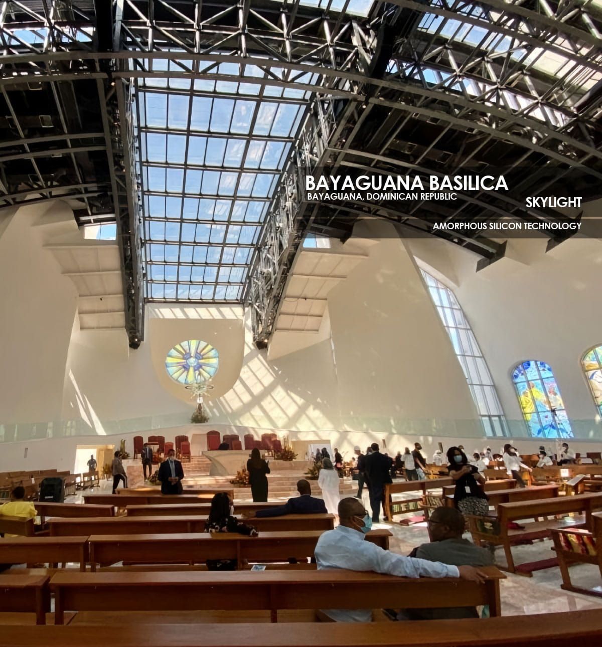 Bayaguana Basilica Skylight incorporating Amorphous Silicon Photovoltaic Technology Glass by Onyx Solar 