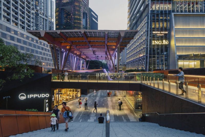 Overview of Tanjong Pagar canopy incorporating Amorphous Silicon Photovoltaic Technology Glass by Onyx Solar