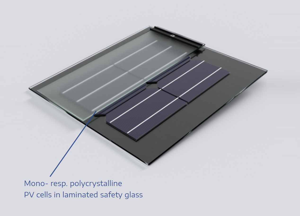 Detail of photovoltaic roof tile system by SolarPlexus