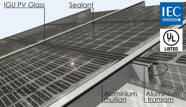 Detail of photovoltaic skylight system