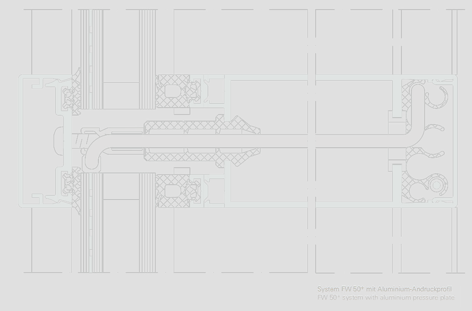 Technical constructive detail of Schucco FW50+ & FW60+ façade system