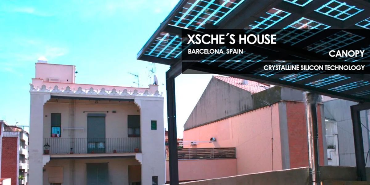 Xsche´s House canopy incorporating Crystalline Silicon Photovoltaic Technology Glass by Onyx Solar