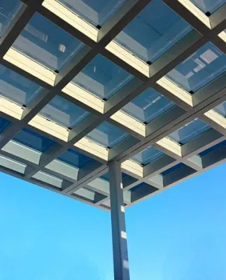 PV Glass of Madrona Marsh Center Photovoltaic Amorphous Canopy by Onyx Solar