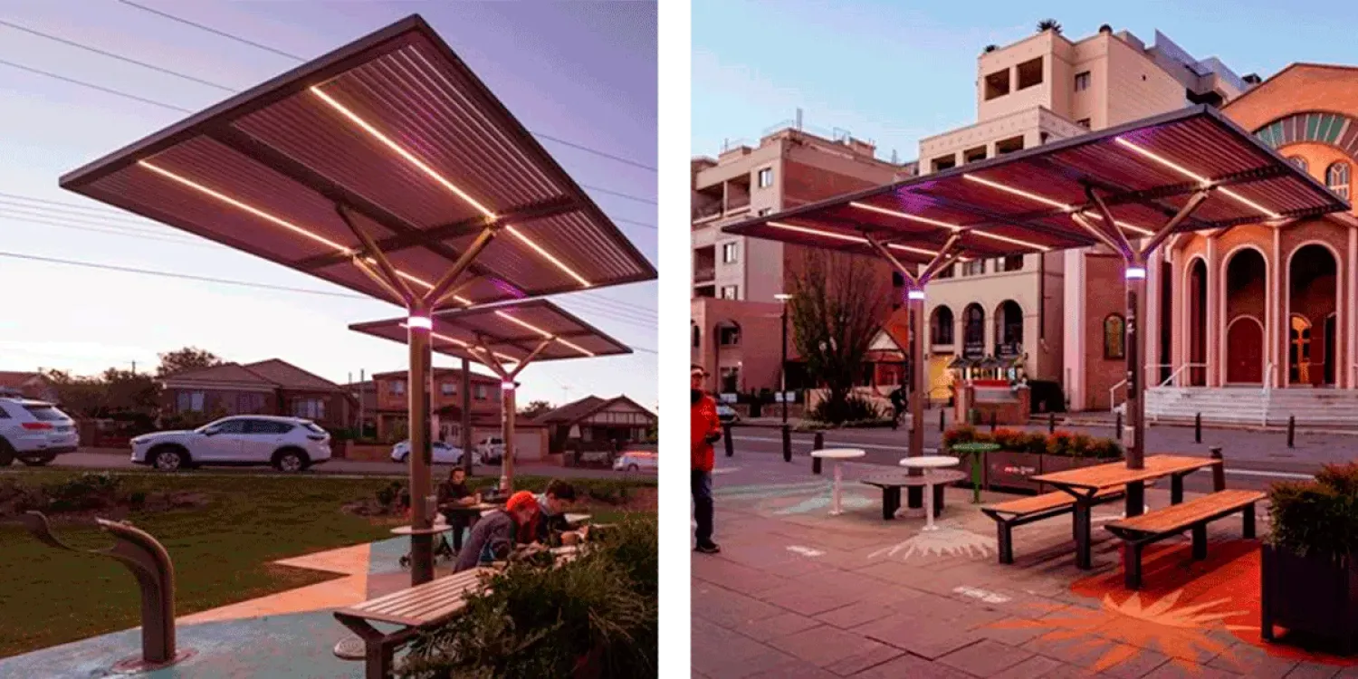 Photovoltaic Street Furniture in Sydney featuring crystalline silicon technology pv glass by Onyx Solar