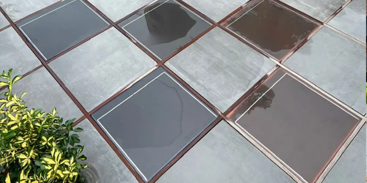 Details of 12 Harrison Street roof incorporating Amorphous Silicon Photovoltaic Technology Glass by Onyx Solar