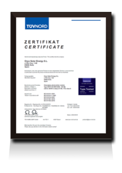 IEC 61215:2021 & IEC 61730:2016 Fire class A certificate