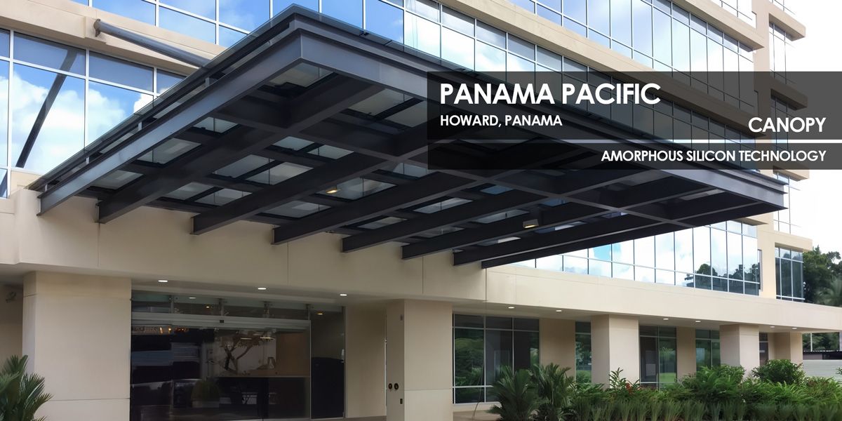 Panama Pacific canopy incorporating Amorphous Silicon Photovoltaic Technology Glass by Onyx Solar