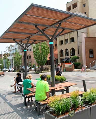 Photovoltaic Street Furniture in Sydney featuring crystalline silicon technology pv glass by Onyx Solar