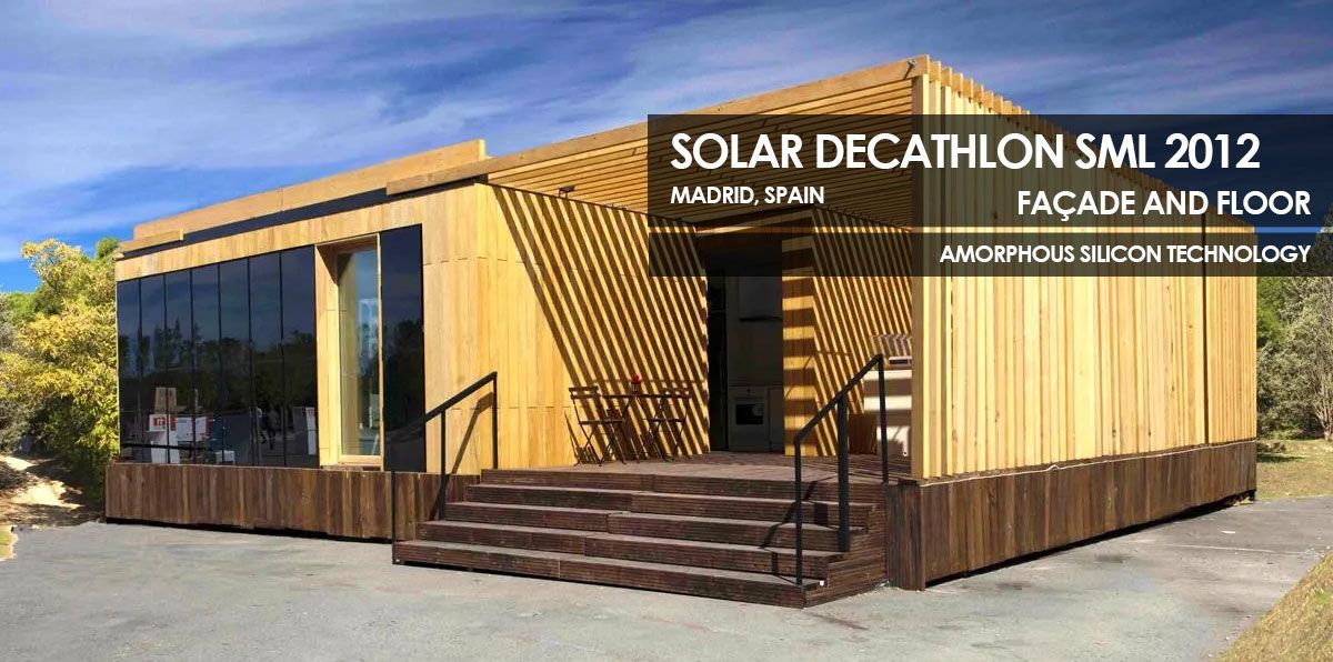 Solar Decathlon SML House 2012 façade and floor featuring amorphous silicon photovoltaic onyx solar glass