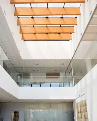 Inside View Urban Planning Building skylight incorporating Amorphous Silicon Photovoltaic Technology Glass by Onyx Solar 