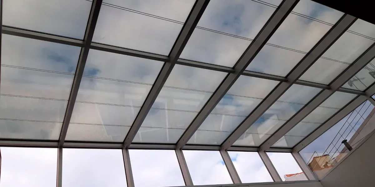 Interior details of  Alcala 33 skylight incorporating Amorphous Silicon Photovoltaic Technology Glass by Onyx Solar