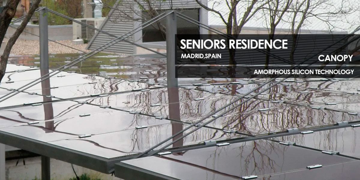 Seniors Residence canopy incorporating Amorphous Silicon Photovoltaic Technology Glass by Onyx Solar