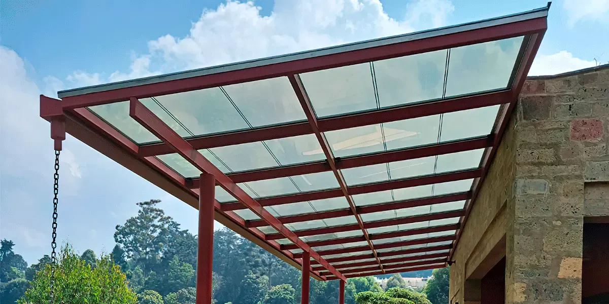 Details of Private Residence canopy incorporating Amorphous Silicon Photovoltaic Technology Glass by Onyx Solar