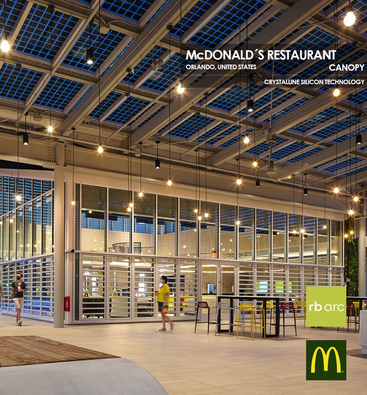 McDonald´s Restaurant Canopy incorporating Crystalline Silicon Photovoltaic Technology Glass by Onyx Solar