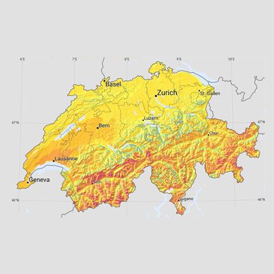 Swizertland solar radiation map