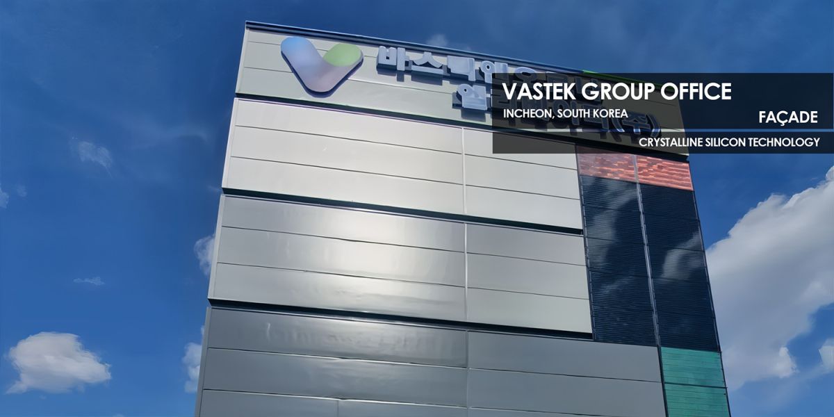 Vastek Group Office façade incorporating Crystalline Silicon Photovoltaic Technology Glass by Onyx Solar