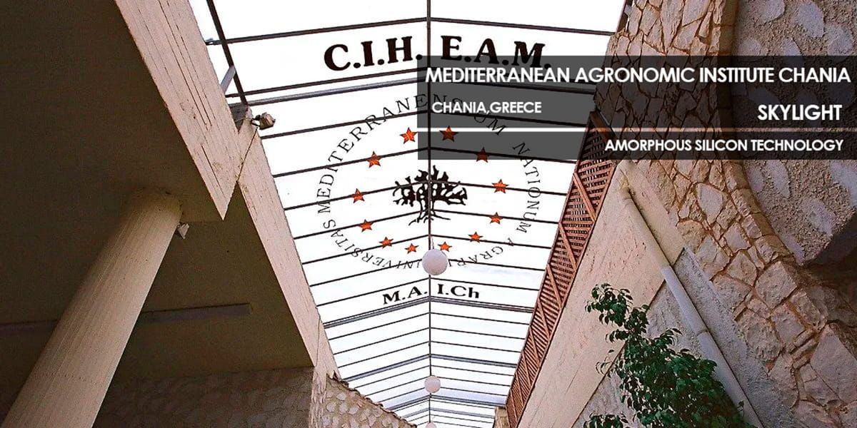 Mediterranean Agronomic Institute Chania skylight incorporating Amorphous Silicon Photovoltaic Technology Glass by Onyx Solar