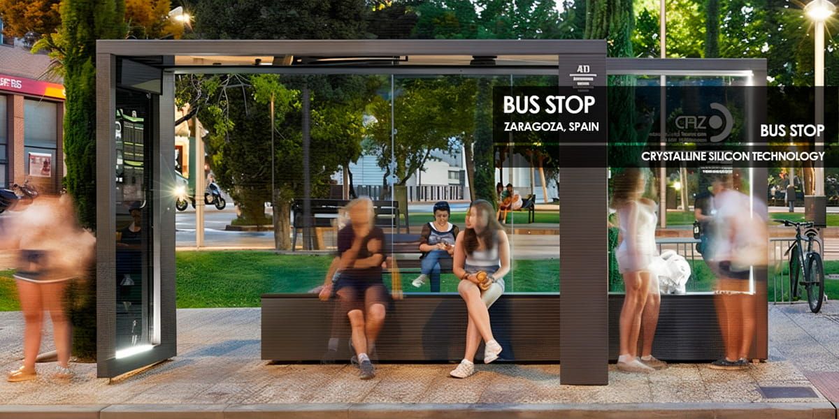 Bus Stop incorporating Crystalline Silicon Photovoltaic Technology Glass by Onyx Solar