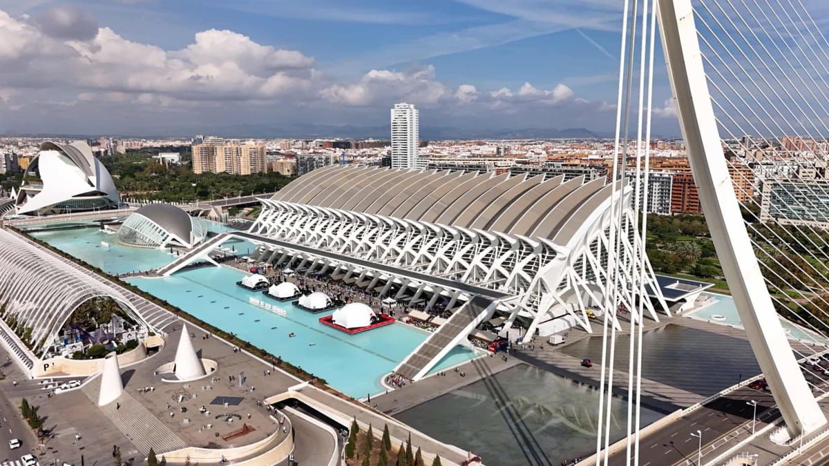 Overview of The City Of Arts And Sciences walkable PV floor incorporating Crystalline Silicon Photovoltaic Technology Glass by Onyx Solar