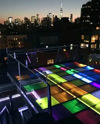 Manhattan Penthouse Coloured PV Floor incorporating Crystalline Silicon Photovoltaic Technology Glass by Onyx Solar