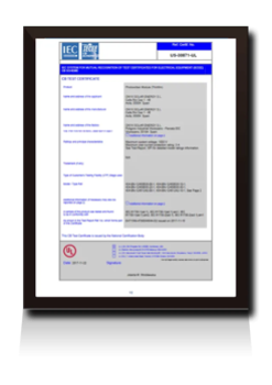 Amorphous IEC 61730 certificate