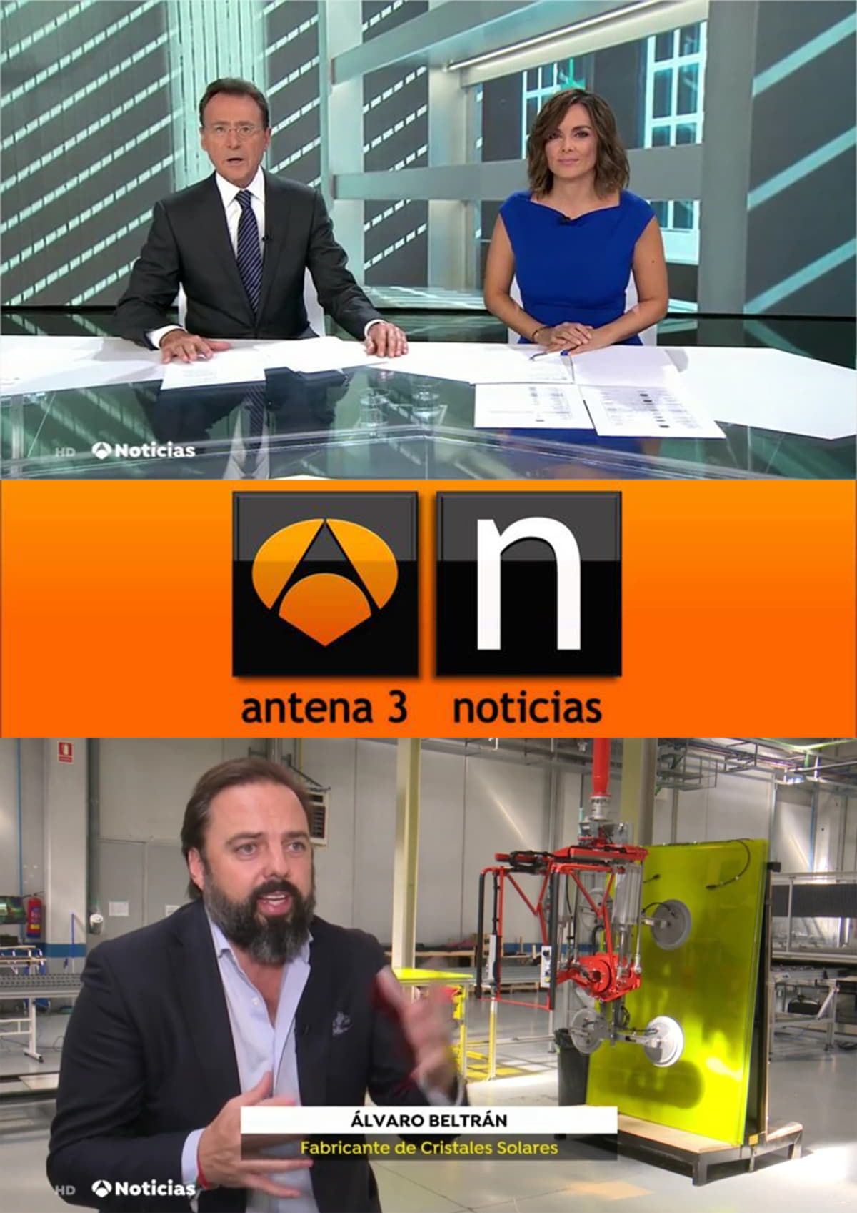 Antena 3 News about Onyx Solar and their photovoltaic products 