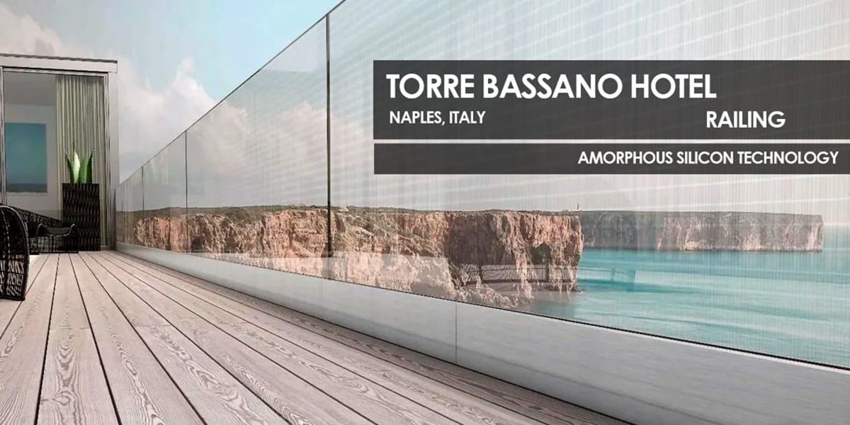 Torre Bassano Hotel Railing incorporating Amorphous Silicon Photovoltaic Technology Glass by Onyx Solar