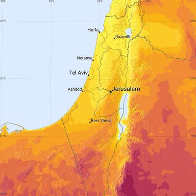 Israel solar radiation map