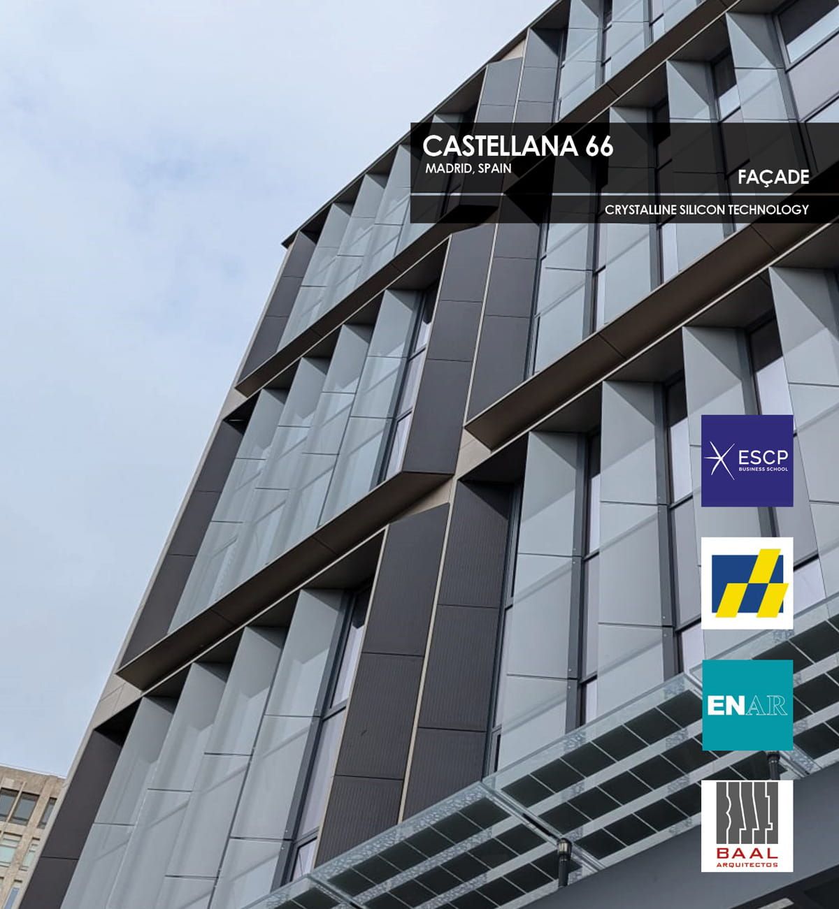 Castellana 66 Façade incorporating Crystalline Silicon Photovoltaic Technology Glass by Onyx Solar