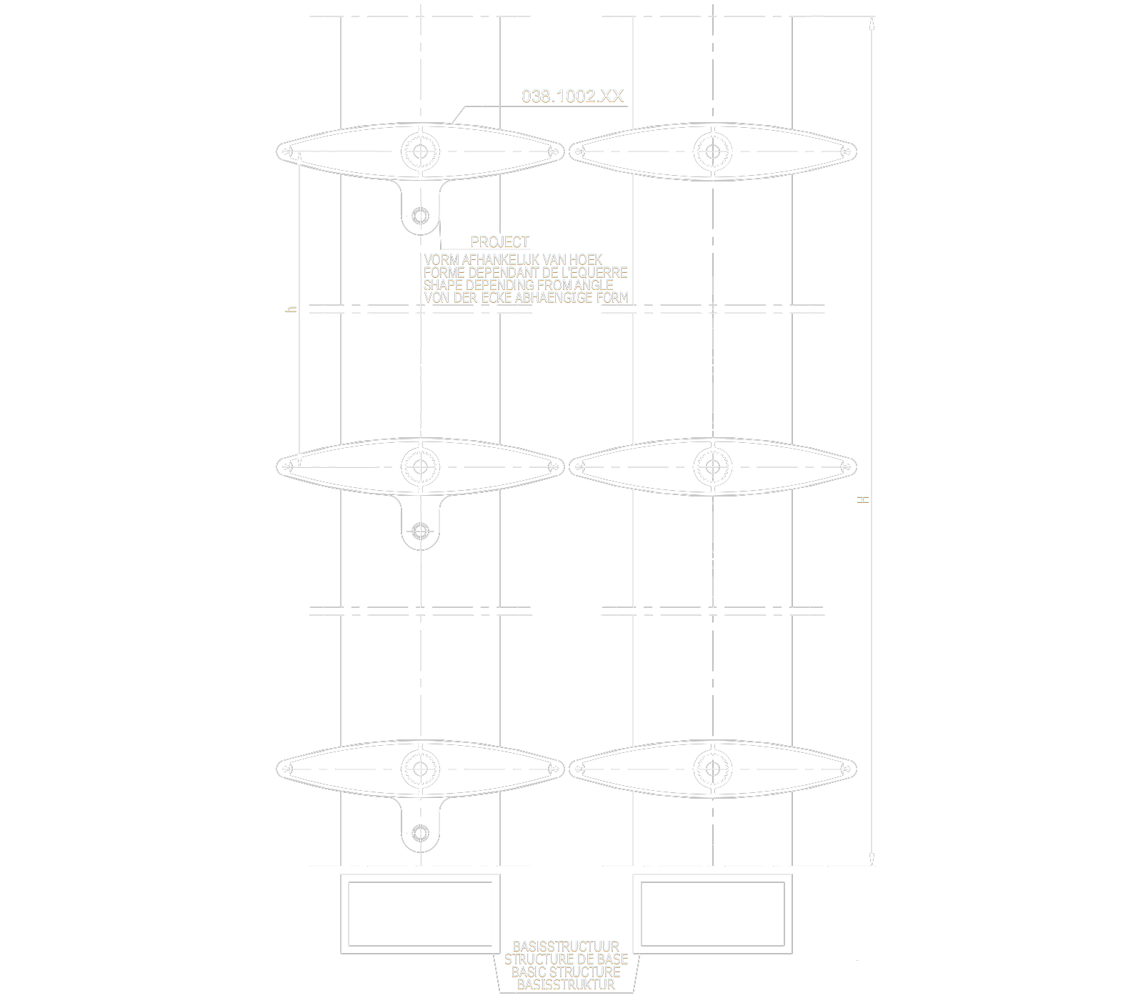 Technical constructive details of Reynaers BS 100 project solution fixed louvers