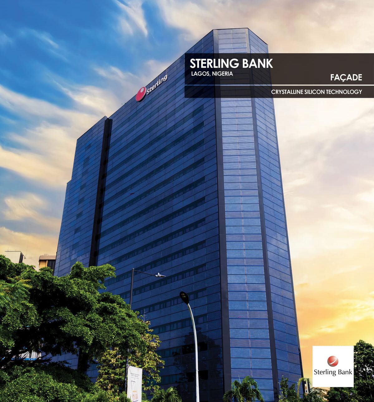 Sterling Bank Façade incorporating Crystalline Silicon Photovoltaic Technology Glass by Onyx Solar