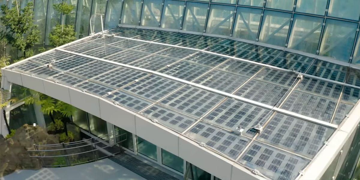 Exterior Details of National Orchid Garden skylight incorporating Crystalline Silicon Photovoltaic Technology Glass by Onyx Solar