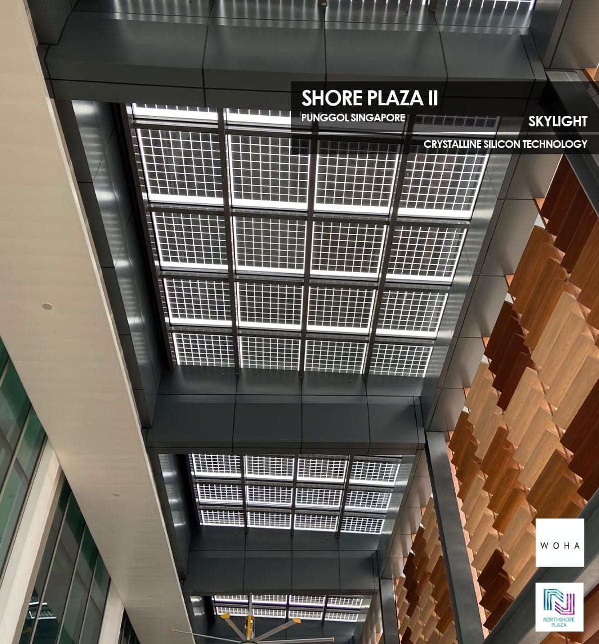 Shore Plaza II Skylight incorporating Crystalline Silicon Photovoltaic Technology Glass by Onyx Solar