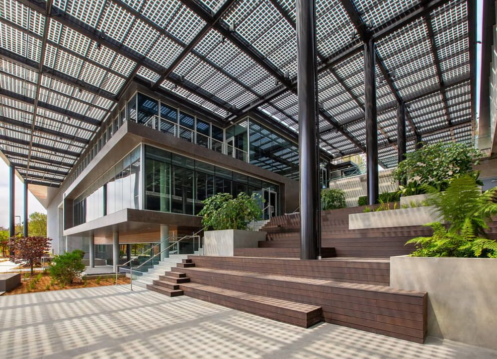 Healthpeak Campus canopy incorporating Crystalline Silicon Photovoltaic Technology Glass by Onyx Solar