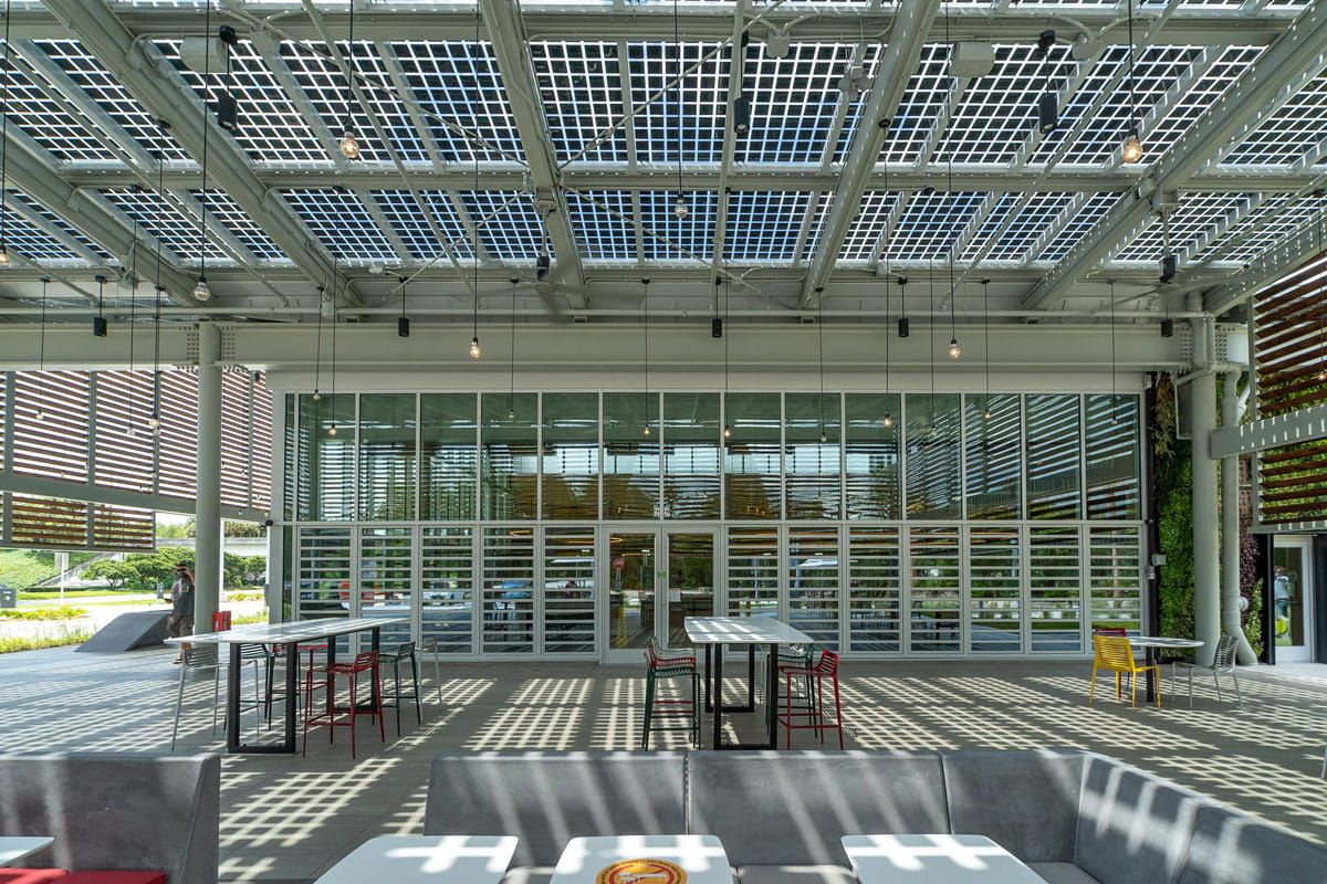 Interior view of McDonald´s building incorporating Crystalline Silicon Photovoltaic Technology Glass by Onyx Solar