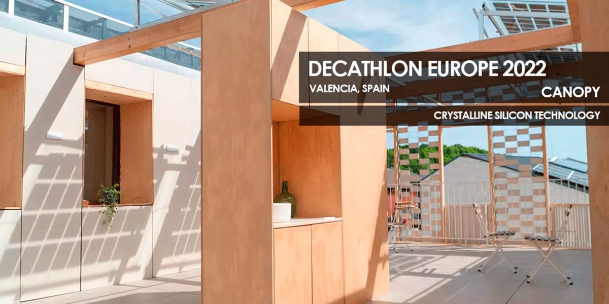 Decathlon Europe 2022 canopy featuring Crystalline Silicon Photovoltaic Technology Glass by Onyx Solar