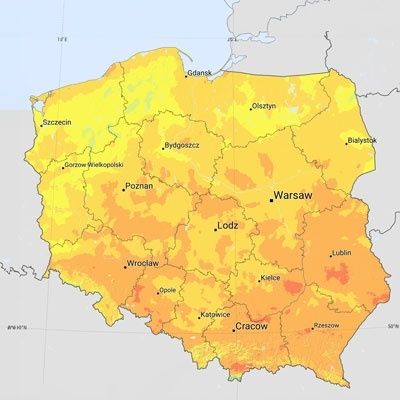 Poland solar radiation map