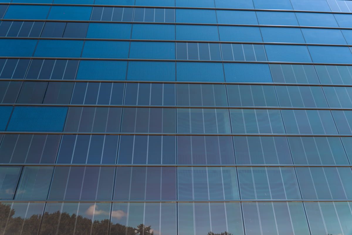  Exterior Details of UCAV Labs façade featuring Crystalline  and AmorphousSilicon Photovoltaic Technology Glass by Onyx Solar