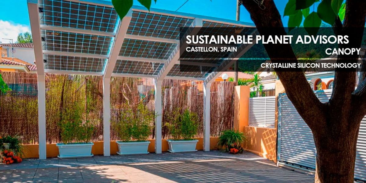 Sustainable Planet Advisors canopy featuring Crystalline Silicon Photovoltaic Technology Glas by Onyx Solar