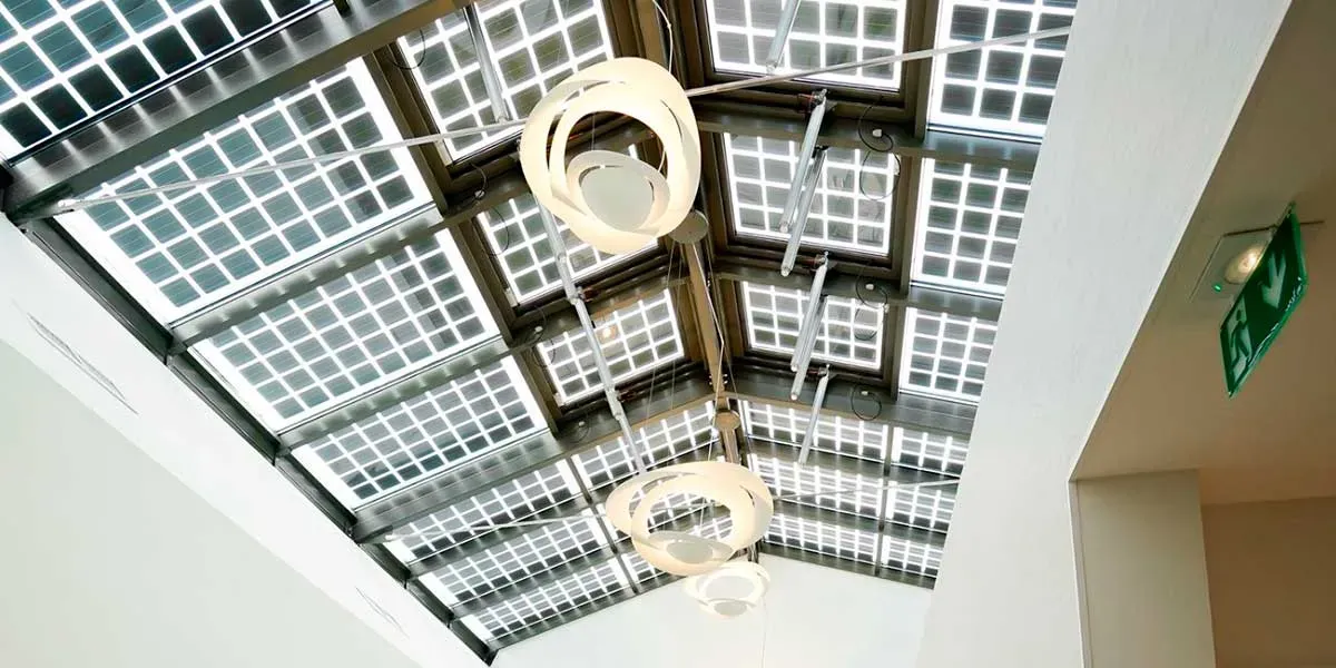 Villa Florestine Skylight featuring crystalline silicon technology photovoltaic glass by Onyx Solar