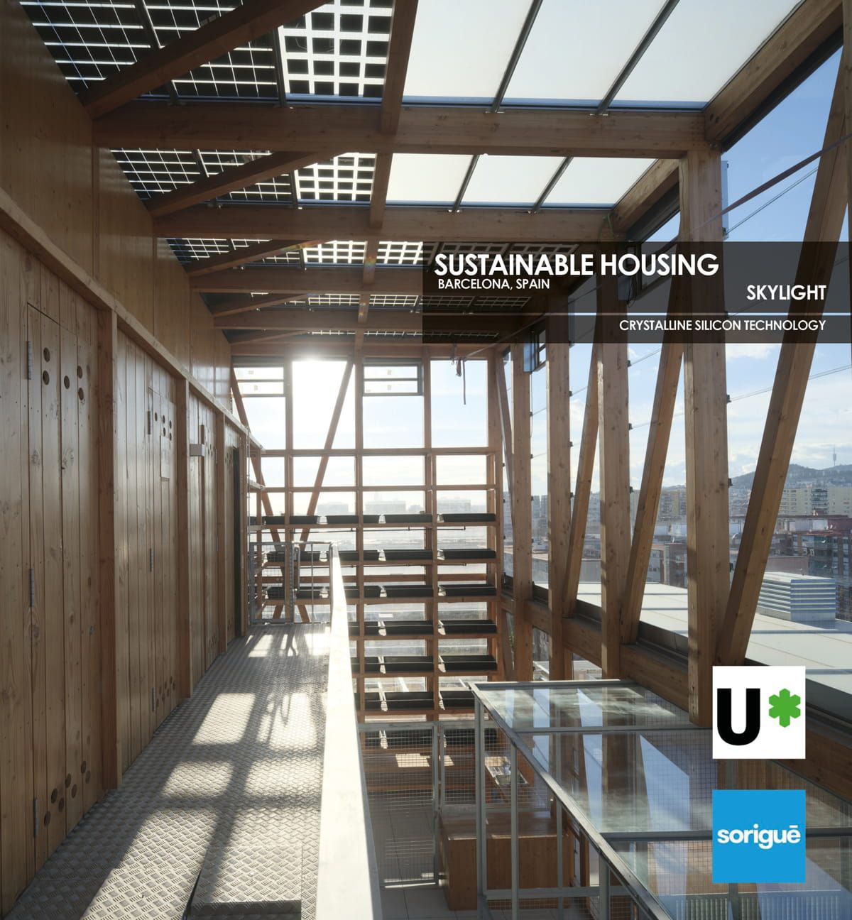Skylight of the sustainable housing project "Terrazas para la Vida", made with Crystalline Silicon Photovoltaic Glass by Onyx Solar