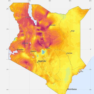 Kenya solar radiation map