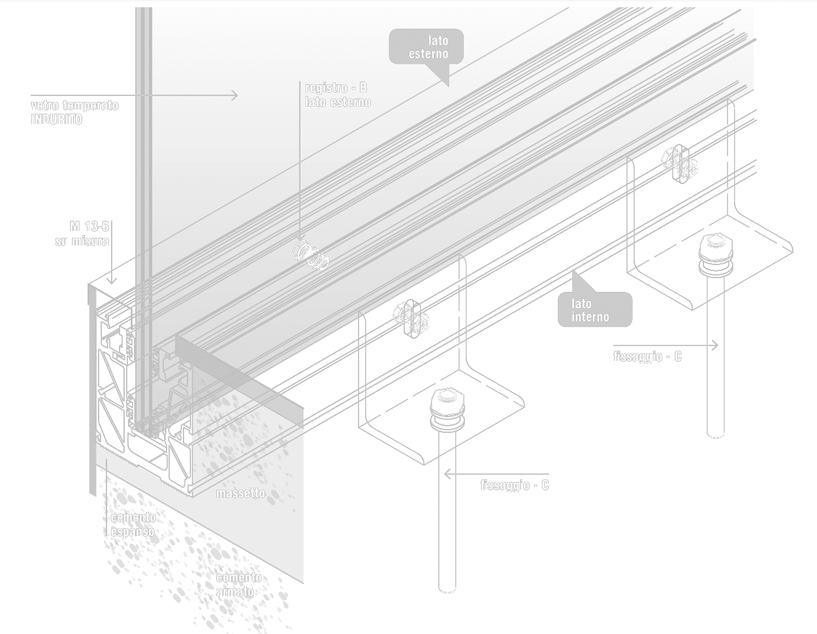 Technical constructive details of Farone Ninfa 3 sistema di montaggio