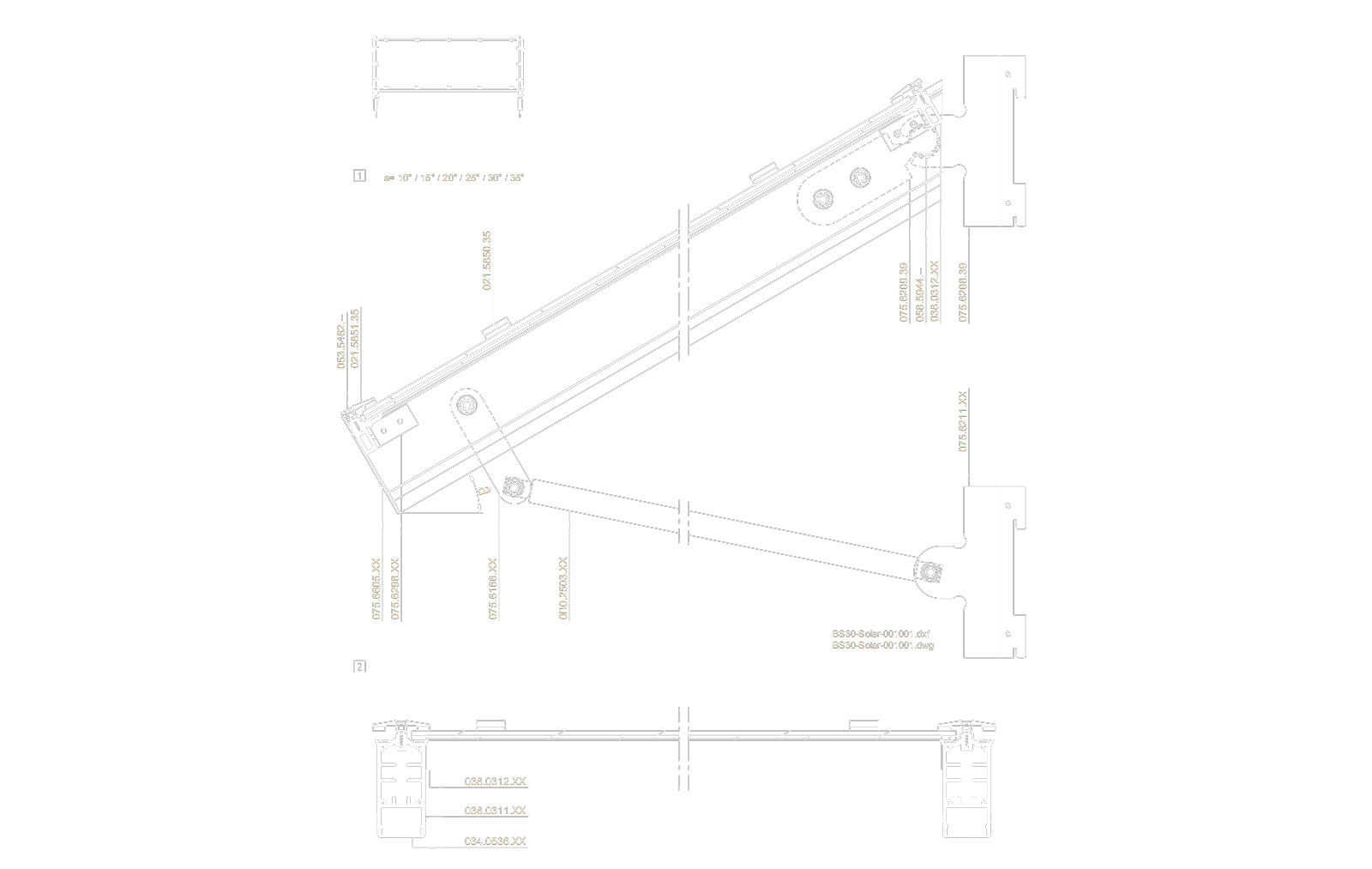 Technical constructive details of Reynaers BS 30 Solar photovoltaic panel with transform