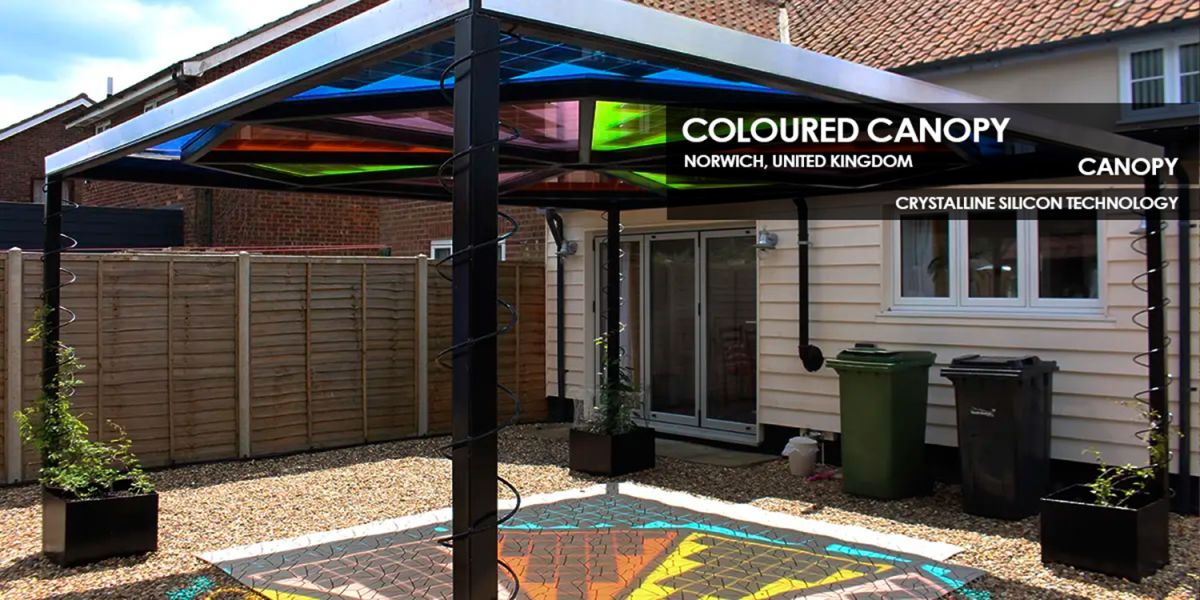 Coloured Canopy featuring Crystalline Silicon Photovoltaic Technology Glass by Onyx Solar