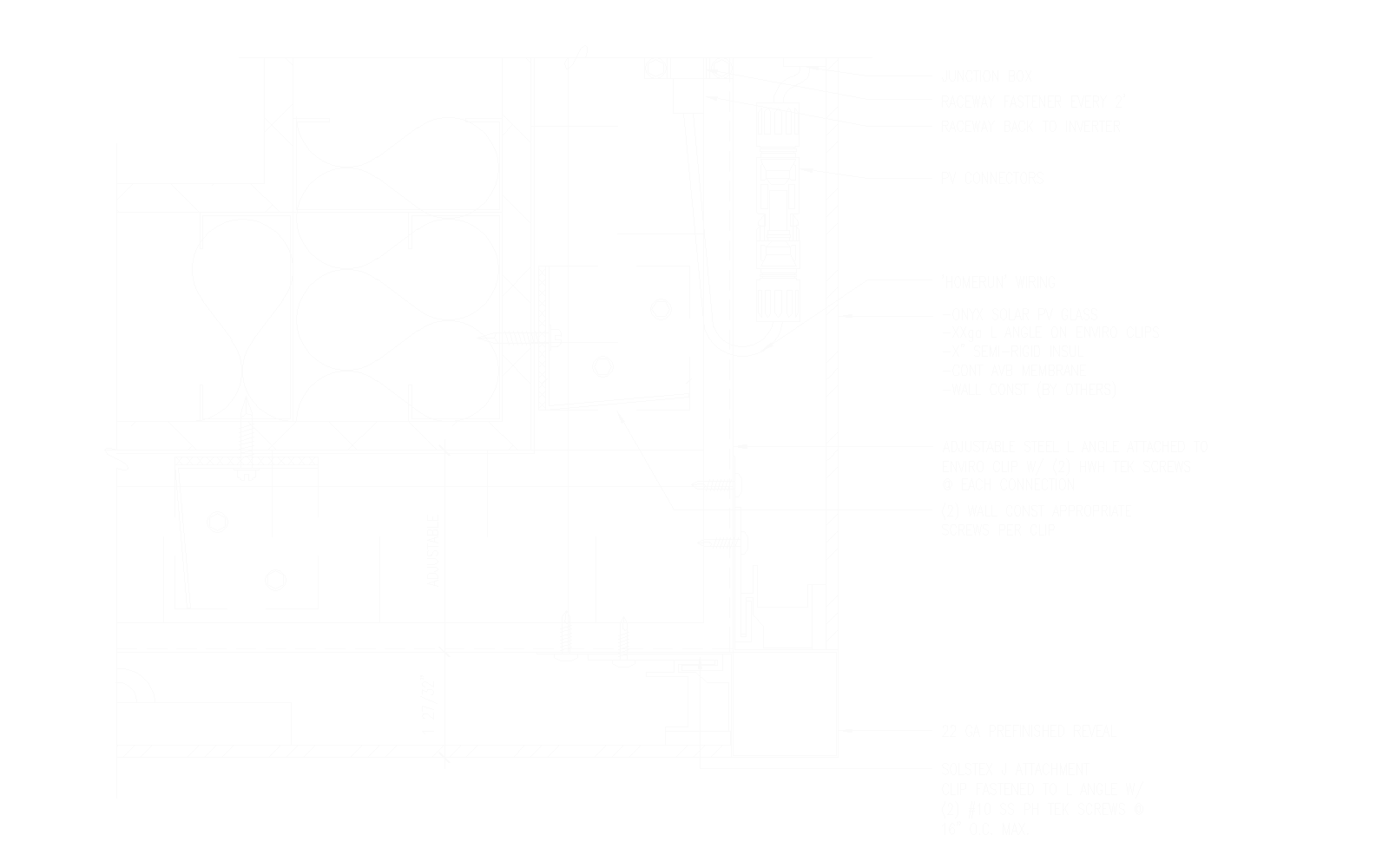 Technical constructive details of typical outside corner Onyx Solar