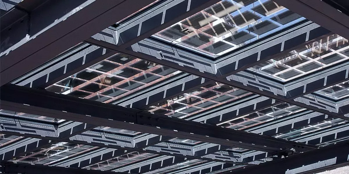 Interior details of Xsche´s House canopy incorporating Crystalline Silicon Photovoltaic Technology Glass by Onyx Solar